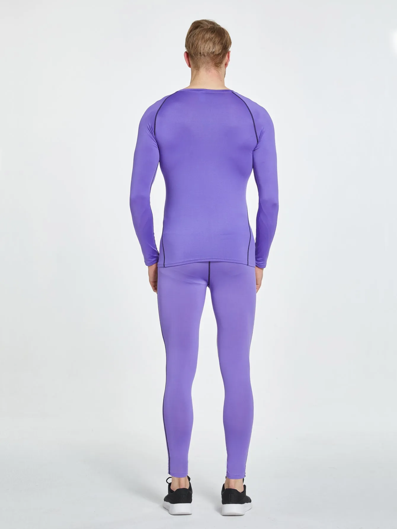 Mens Purple High-Performance Compression Shirt - Quick-Dry, Long Sleeve Workout Top with Moisture-Wicking Technology for Intense Gym, Running & Training - Ergonomic Fit for All-Day Comfort
