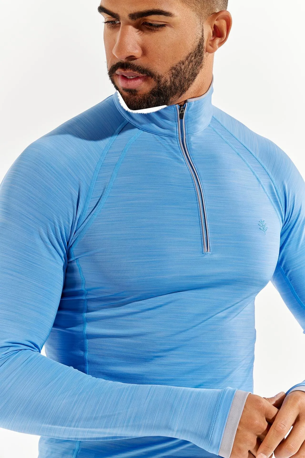 Men's Ultimate Half-Zip Rash Guard  |  Surf Blue Line