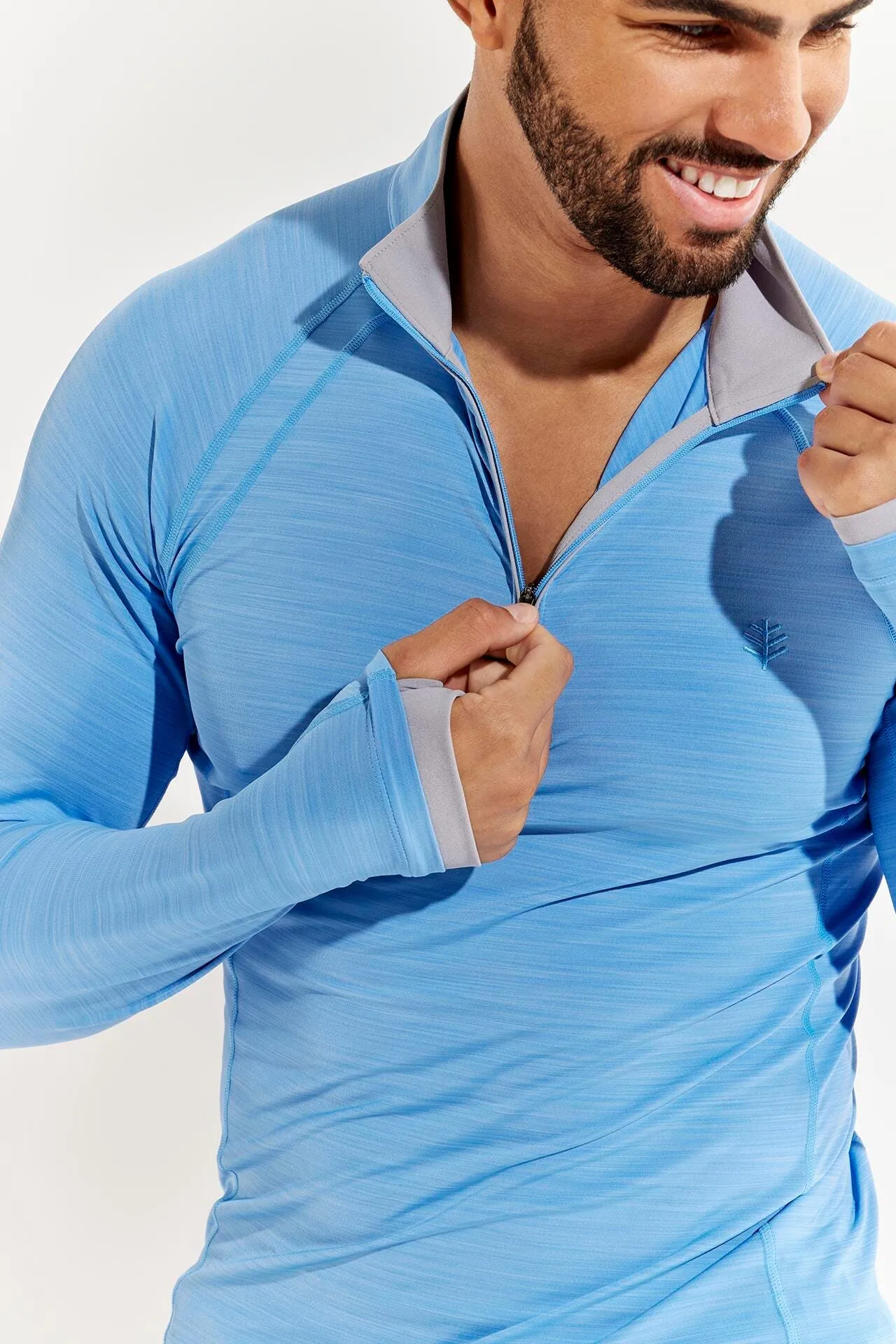 Men's Ultimate Half-Zip Rash Guard  |  Surf Blue Line