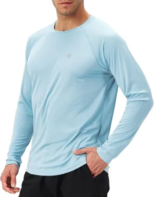 Men's UPF 50  Sun Protection Long Sleeve Rash Guard Shirts - Lightweight, Quick-Dry Swim Shirts for UV Defense