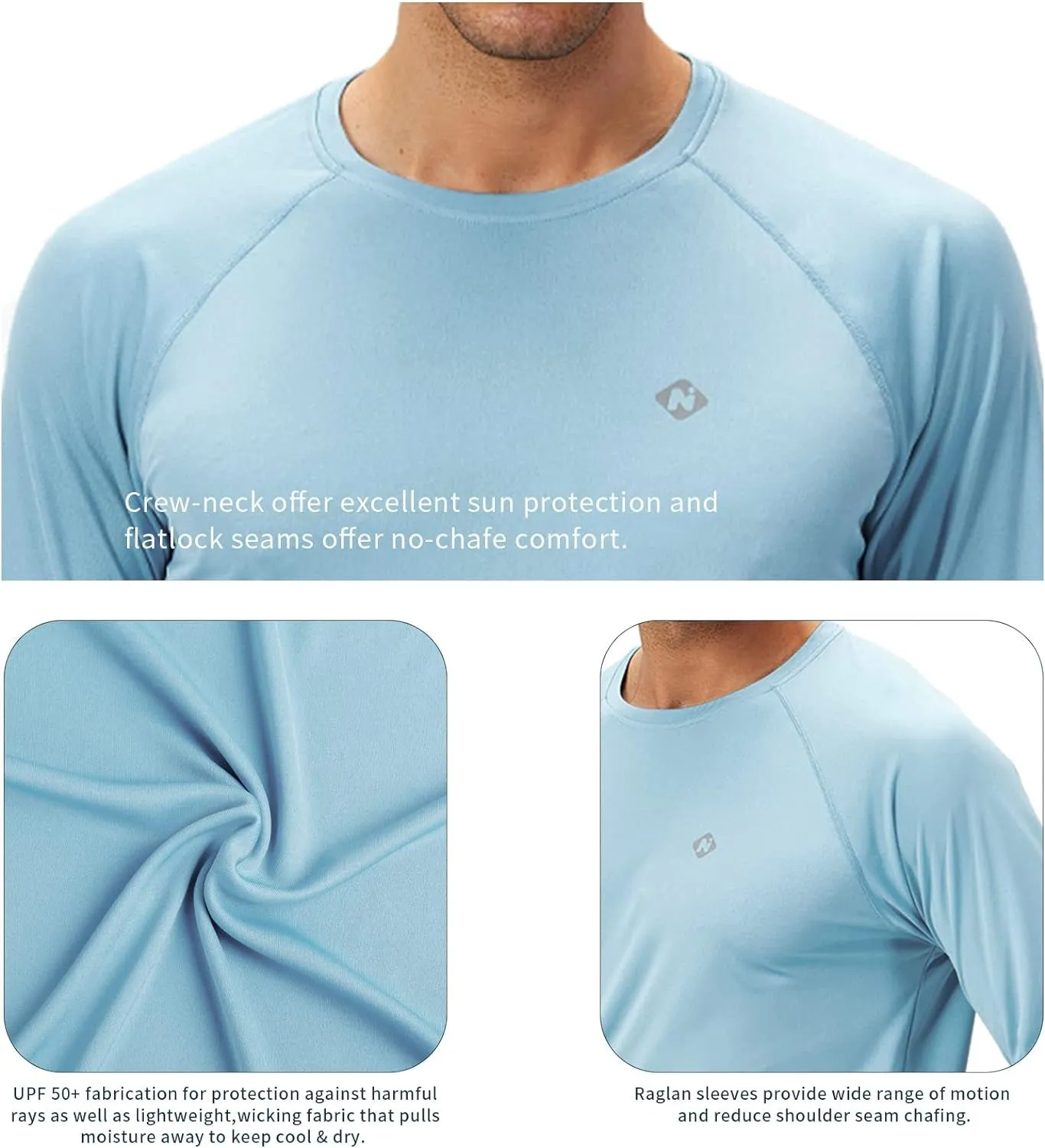 Men's UPF 50  Sun Protection Long Sleeve Rash Guard Shirts - Lightweight, Quick-Dry Swim Shirts for UV Defense