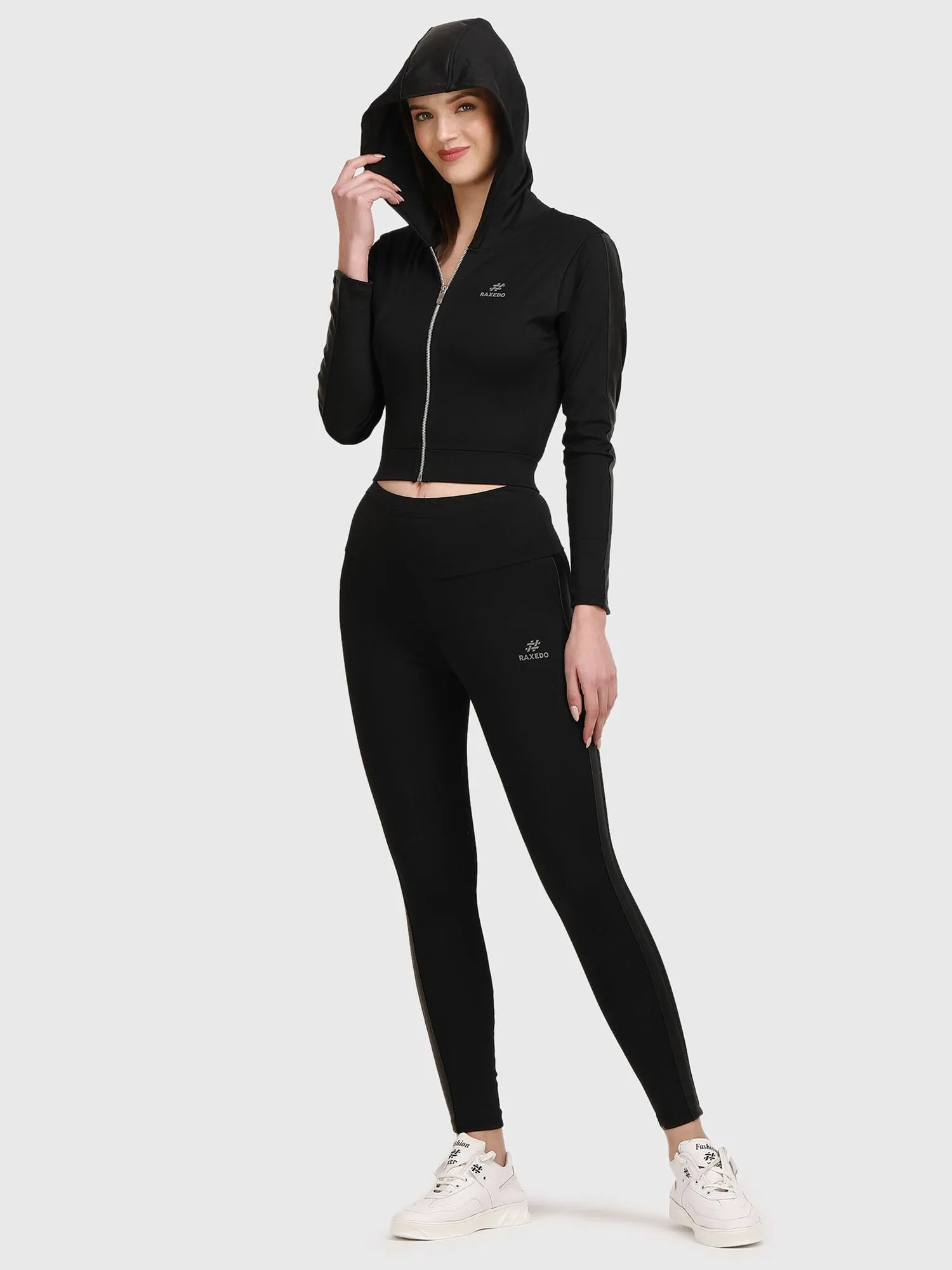 Mid Rise Black Women Jegging - Leather Patch Jegging