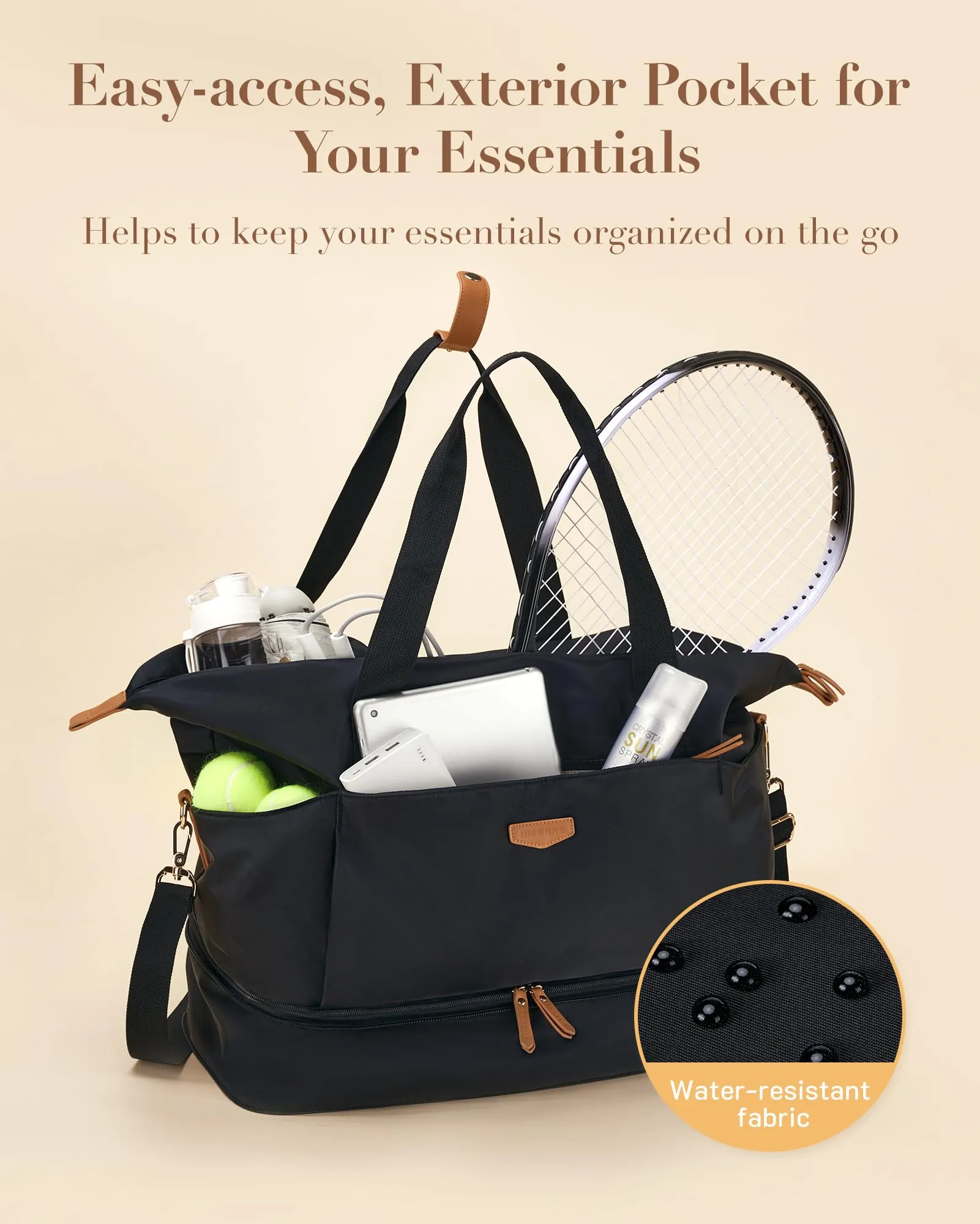 Missnine Expandable Travel Duffel Bag with Shoes Compartment