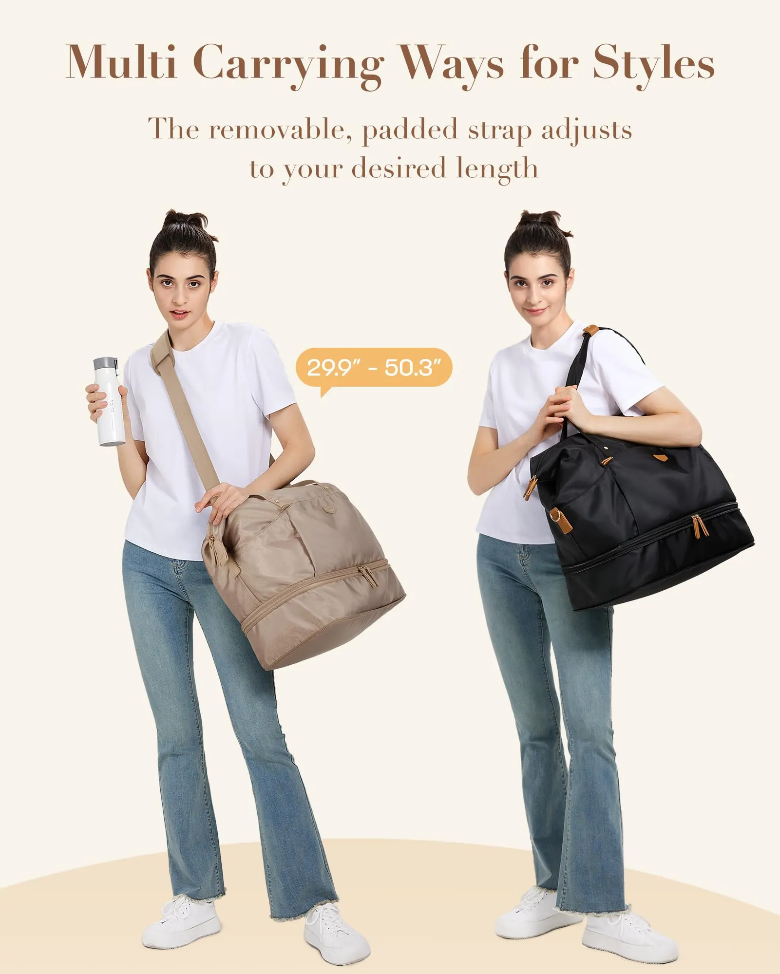 Missnine Expandable Travel Duffel Bag with Shoes Compartment