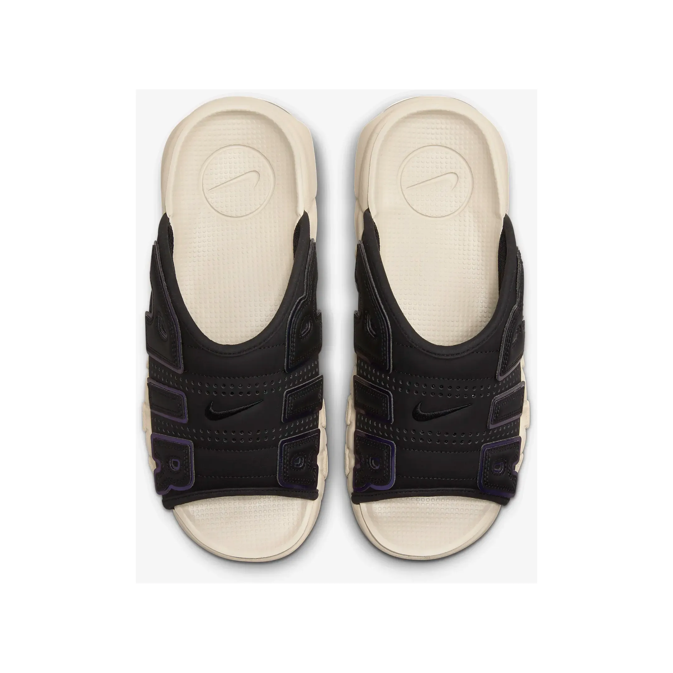Nike Men's Air More Uptempo Slides - Black / Sanddrift / Clear / Multi-Color