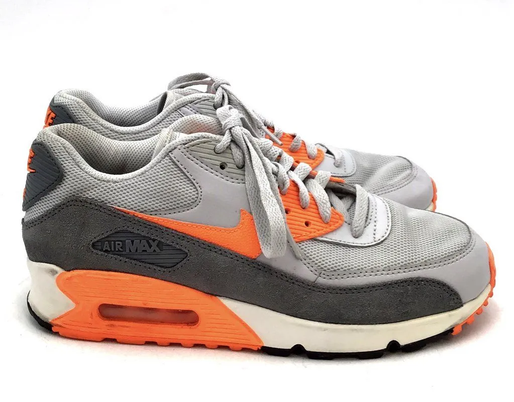 Nike Women's Air Max 90 Gray Orange Athletic Shoes - Size 9.5