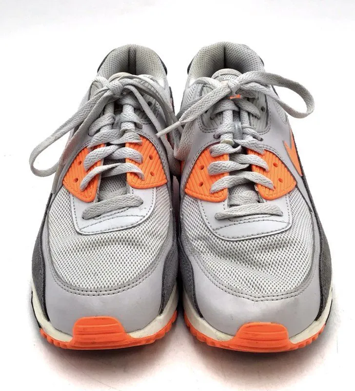 Nike Women's Air Max 90 Gray Orange Athletic Shoes - Size 9.5