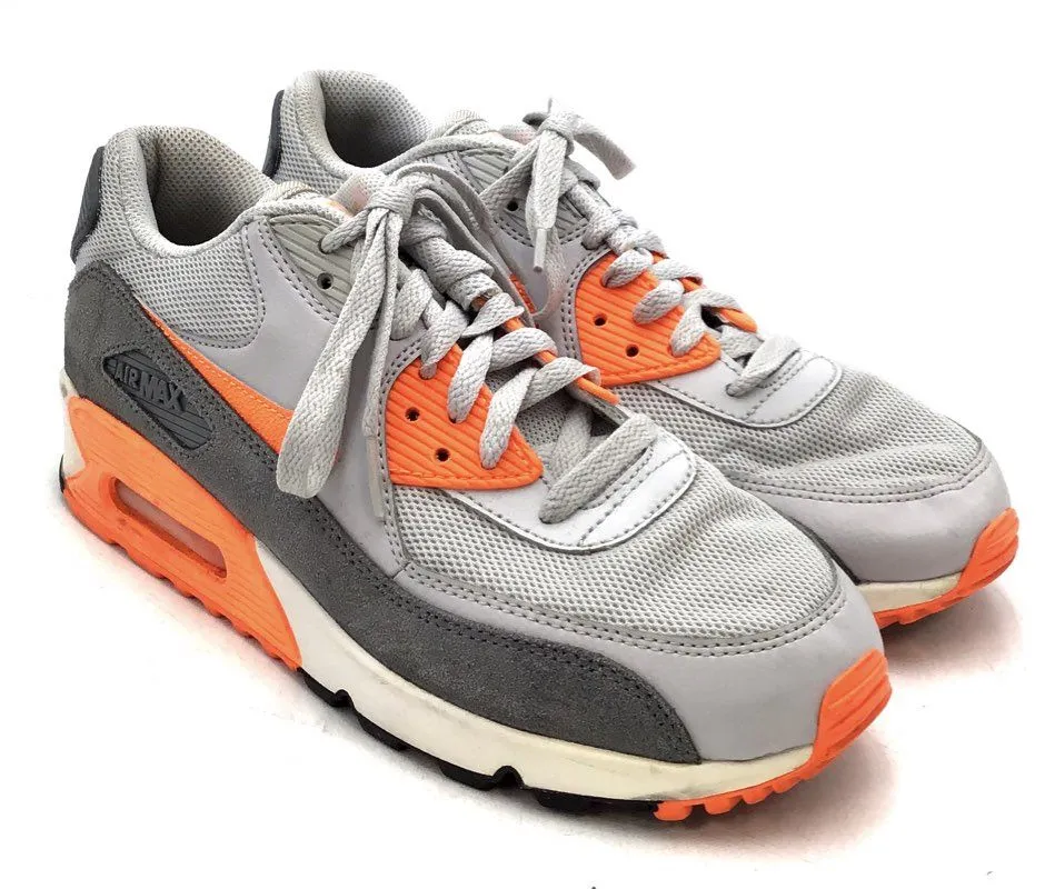 Nike Women's Air Max 90 Gray Orange Athletic Shoes - Size 9.5