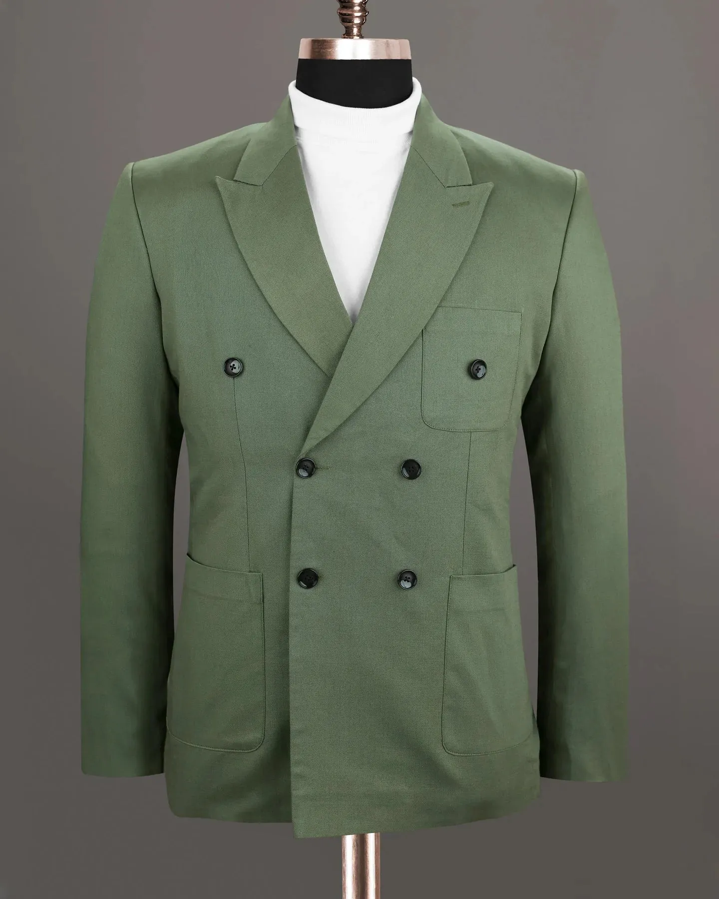 Olive Green Men's Two Button Dress Party Solid Suit Jacket Notched Lapel Slim Fit Stylish Blazer