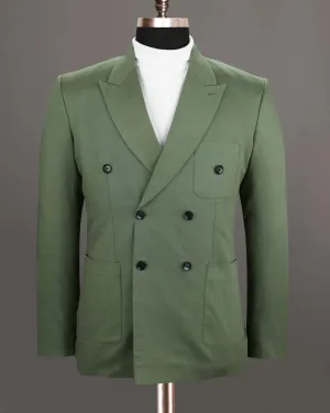 Olive Green Men's Two Button Dress Party Solid Suit Jacket Notched Lapel Slim Fit Stylish Blazer