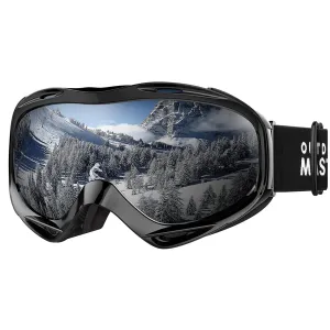 OutdoorMaster OTG Ski Goggles - Over Glasses Ski/Snowboard Goggles for Men, Women & Youth - 100% UV Protection (Black Frame   VLT 10% Grey Lens with REVO Silver)