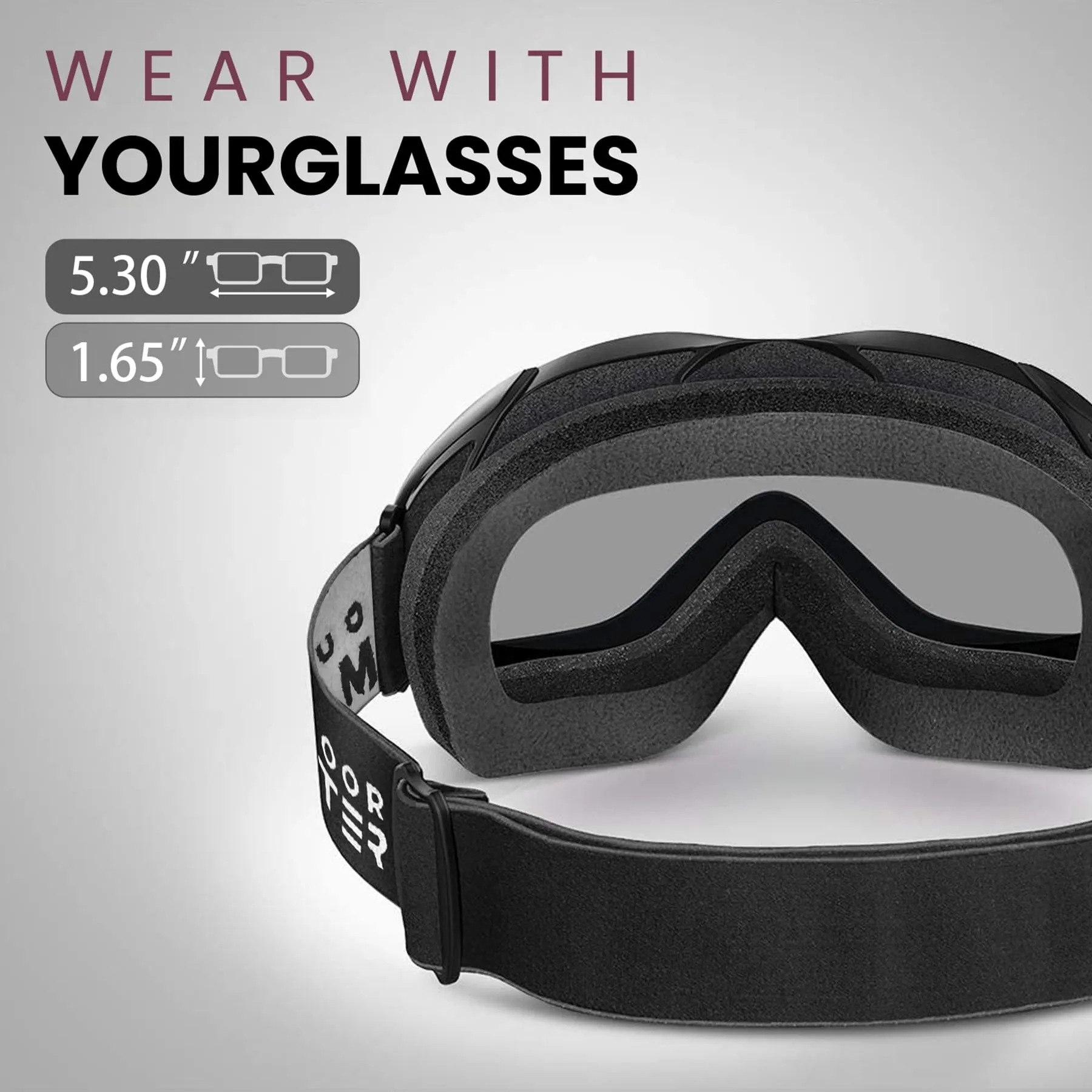 OutdoorMaster OTG Ski Goggles - Over Glasses Ski/Snowboard Goggles for Men, Women & Youth - 100% UV Protection (Black Frame   VLT 10% Grey Lens with REVO Silver)