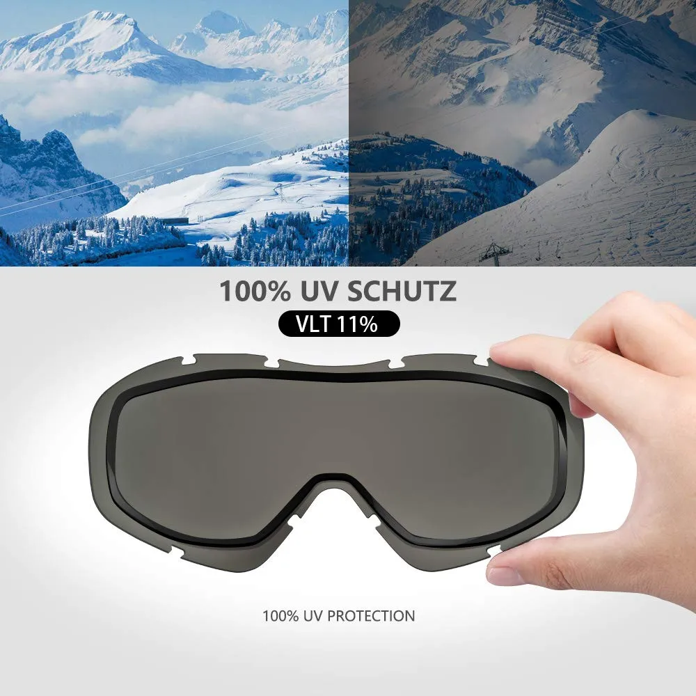 OutdoorMaster OTG Ski Goggles - Over Glasses Ski/Snowboard Goggles for Men, Women & Youth - 100% UV Protection (Black Frame   VLT 10% Grey Lens with REVO Silver)