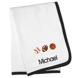 Personalized 3 Sports Balls Emoji Blanket