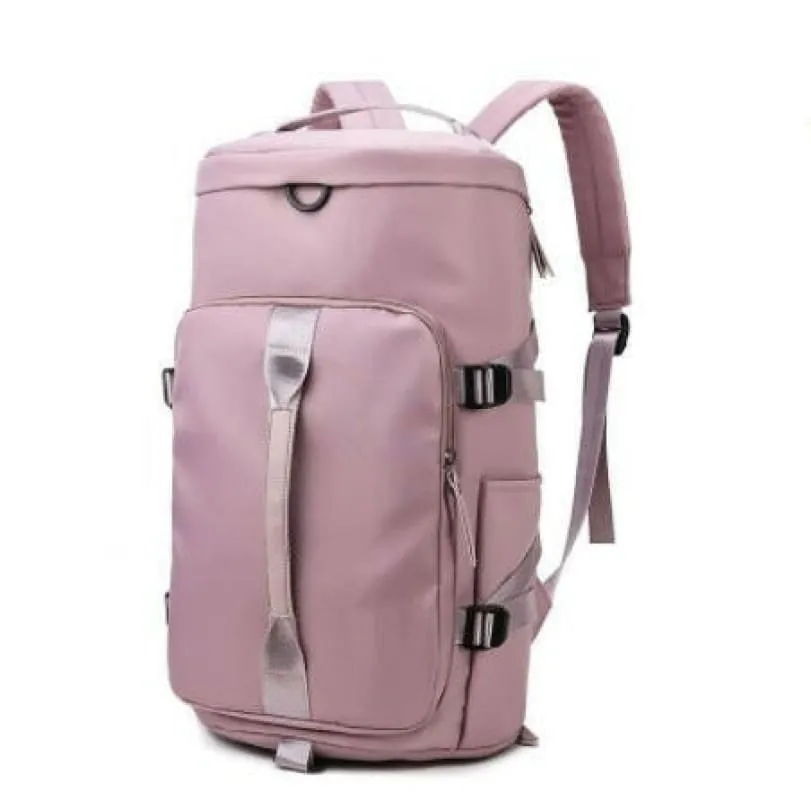 Pink and Gray Womens Gym Bag Backpack with Matching Duffel Bag