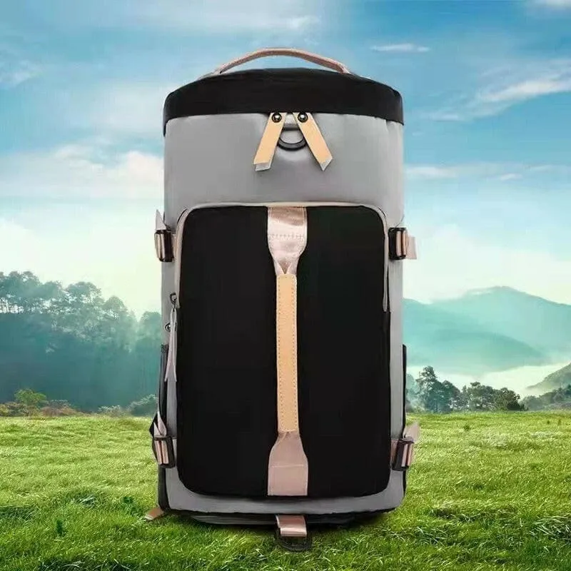 Pink and Gray Womens Gym Bag Backpack with Matching Duffel Bag