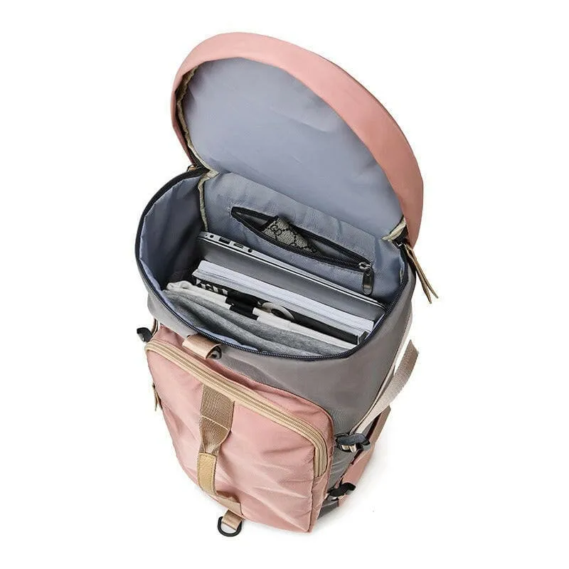 Pink and Gray Womens Gym Bag Backpack with Matching Duffel Bag