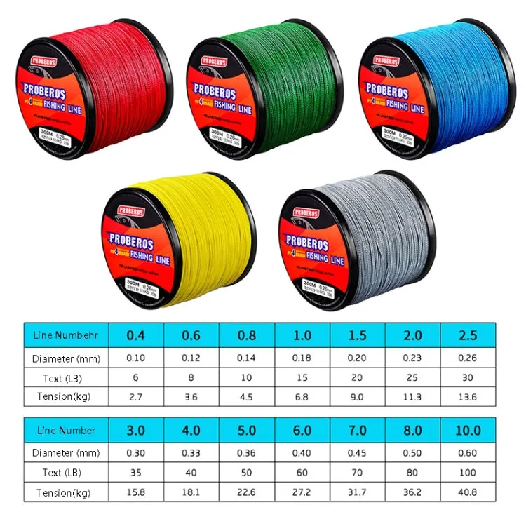 PROBEROS 4 Edited 300M Fish Line, Line number: 2.5 / 30LB(Grey)