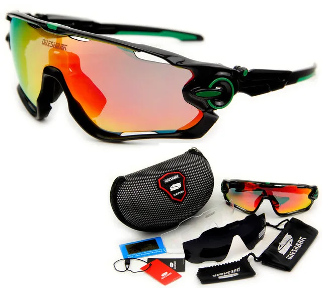 Queshark Brand Tour De France Polarized Cycling Sunglasses Cycling Glasses Bicycle Bike Goggle 3 Pair Lens Full Red