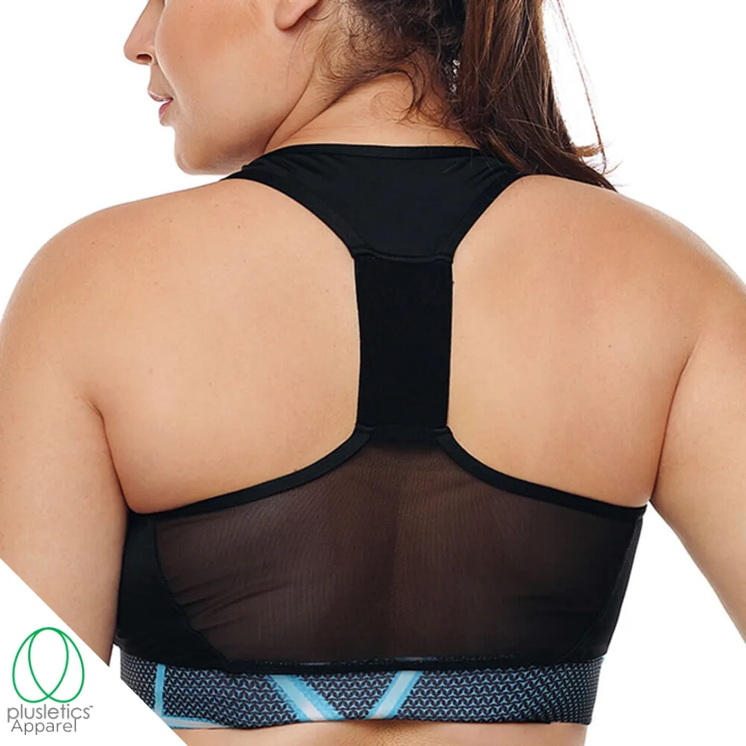 Racerback Mesh Sports Bra - Blue Lighting