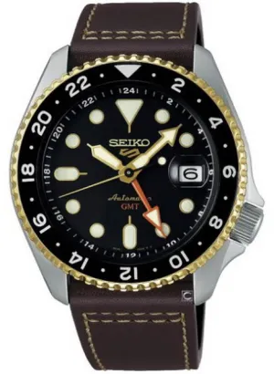 Seiko 5 Sports SKX GMT in Mocha Leather Strap Men's Watch SSK036K1