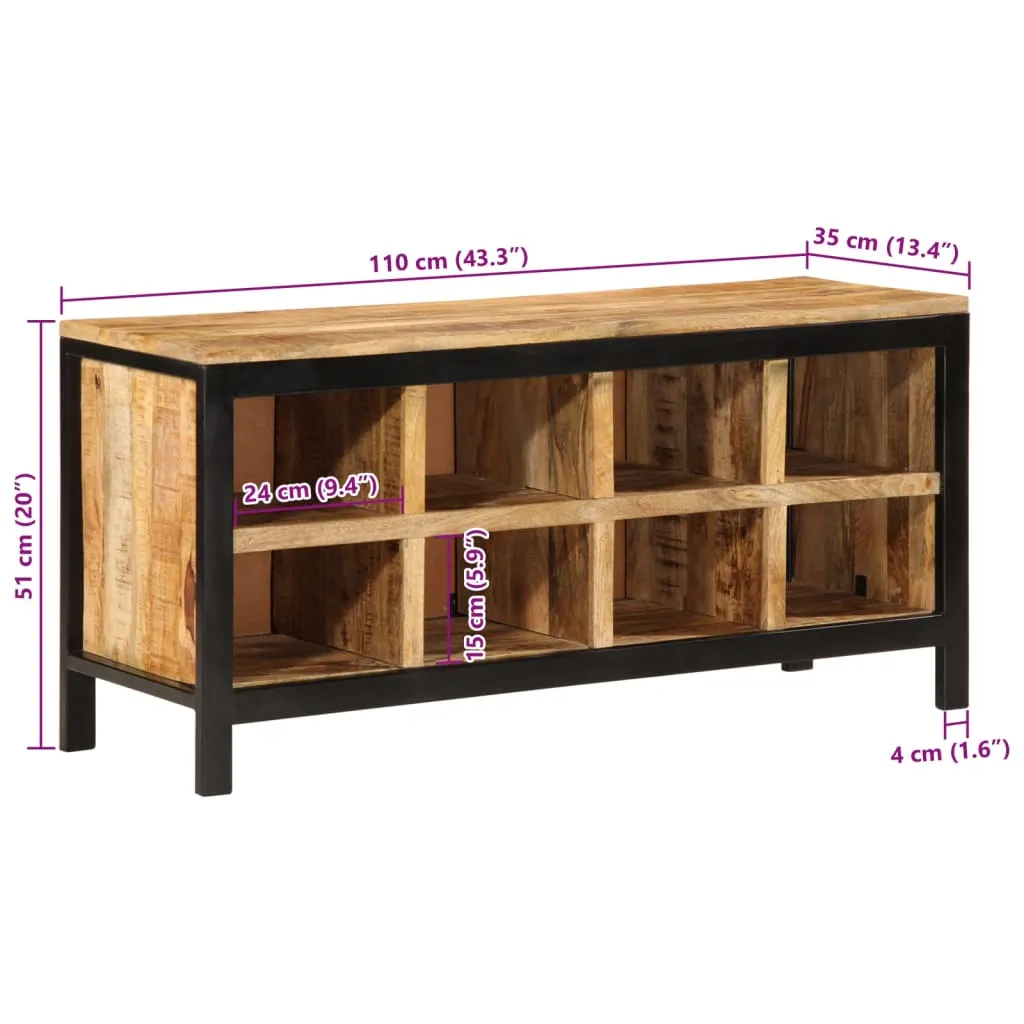 Shoe Bench 110x35x51 cm Solid Rough Wood Mango