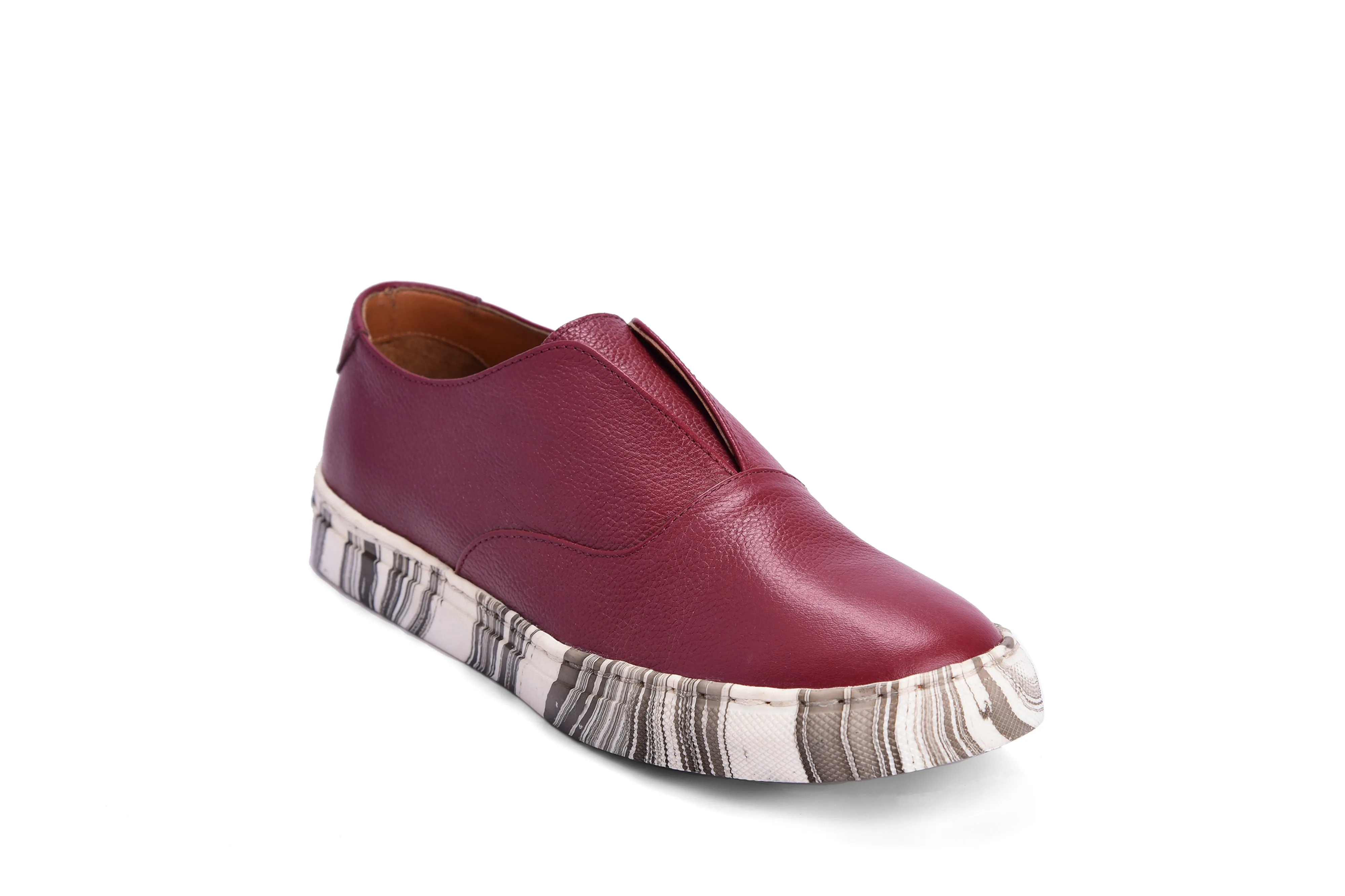 Sneakers- Maroon  Marbling Leather
