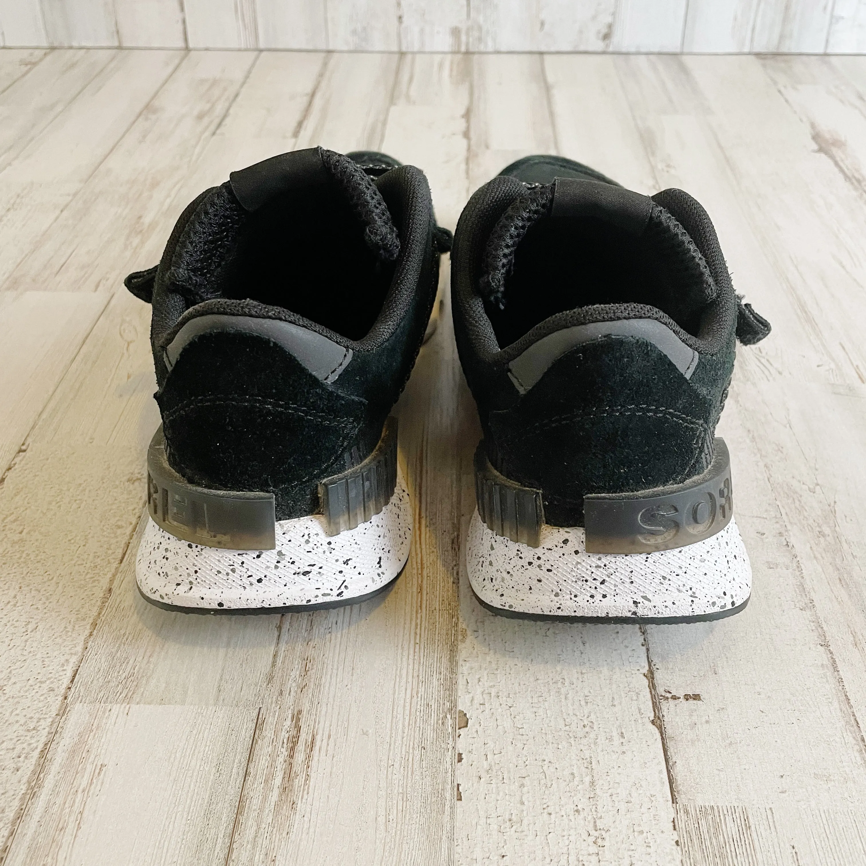 Sorel | Womens Black and White Suede Kinetic Lite Strap Sneakers | Size: 8.5