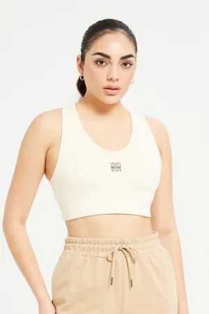 Women Ivory Padded Fashion Sports Bra