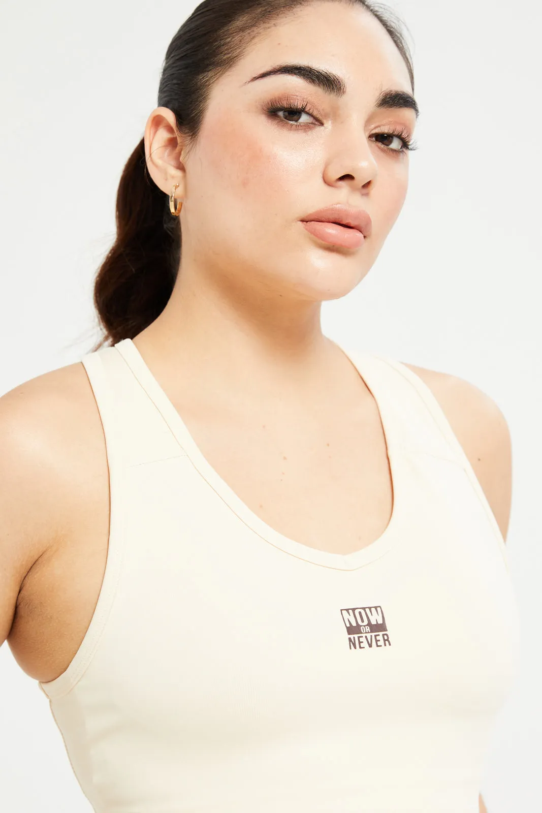 Women Ivory Padded Fashion Sports Bra