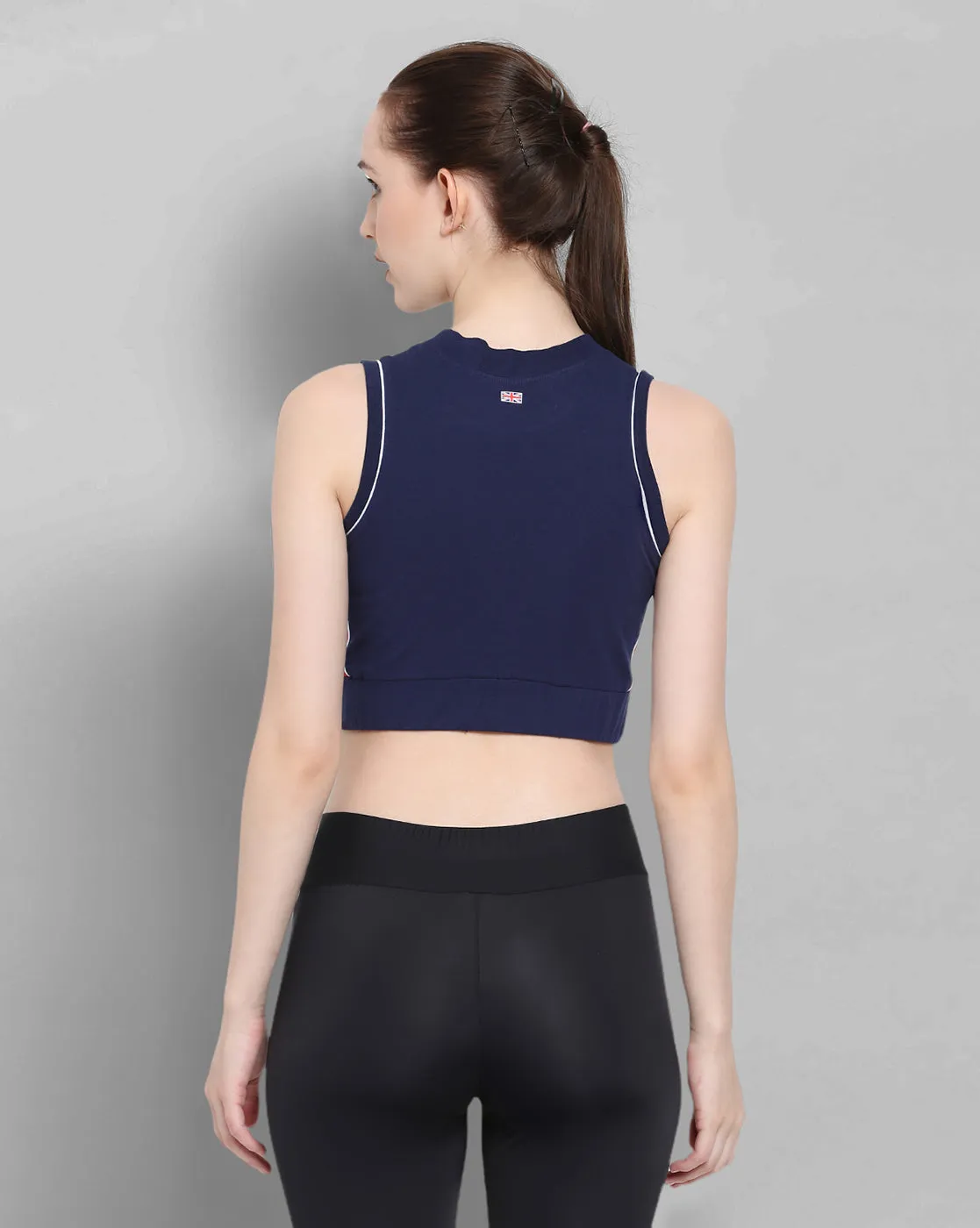 Womens Premium Cotton Lycra Smart Fit Sleeveless High Neck Top