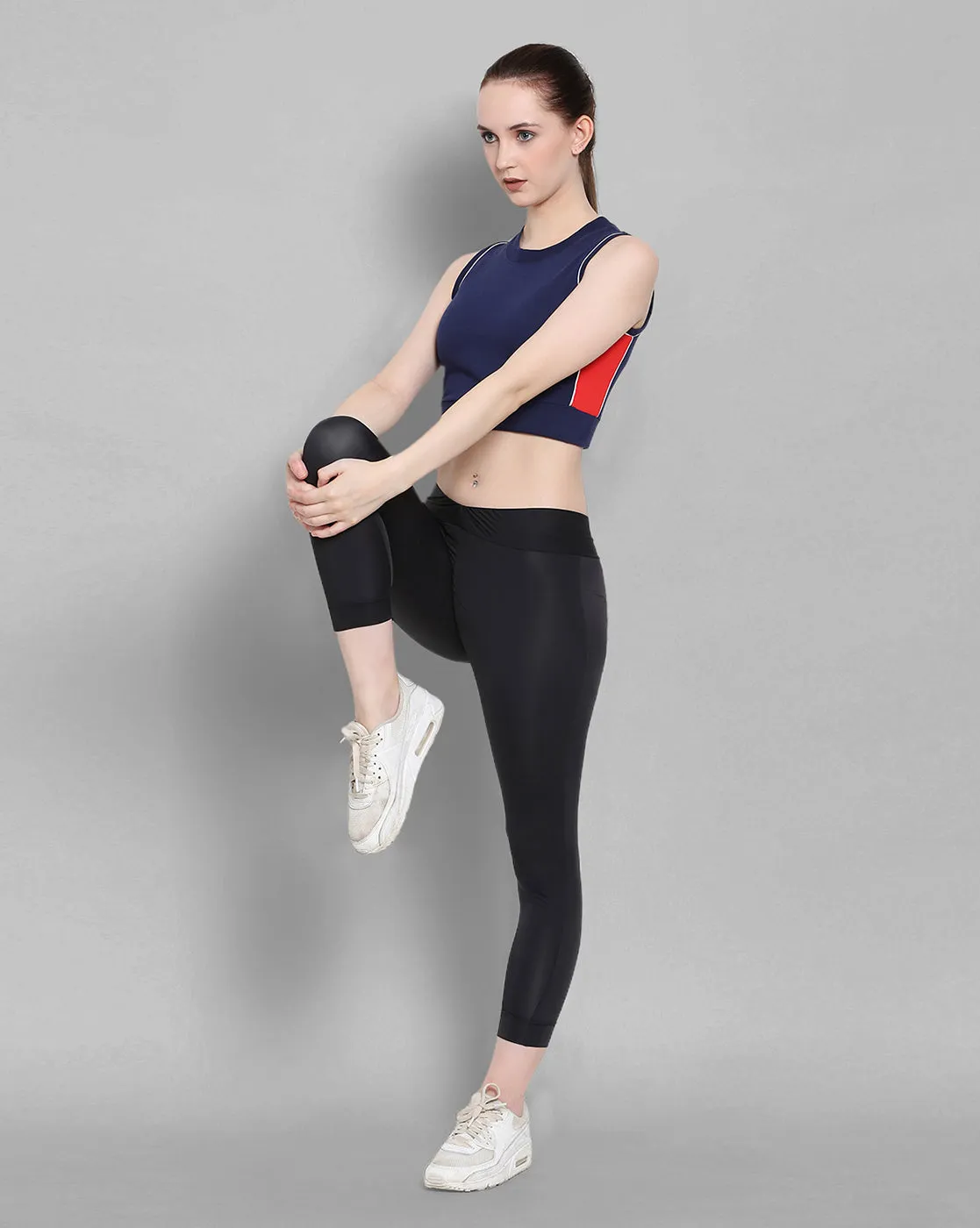 Womens Premium Cotton Lycra Smart Fit Sleeveless High Neck Top