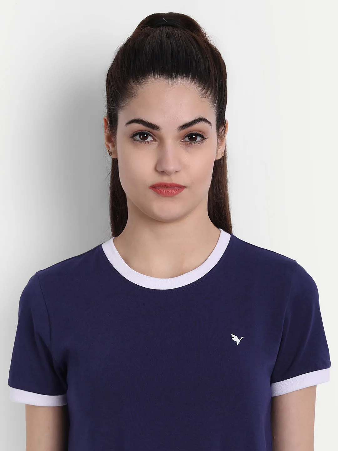 Women'S Premium Cotton Stripe Half Sleeve Knotted T-Shirts