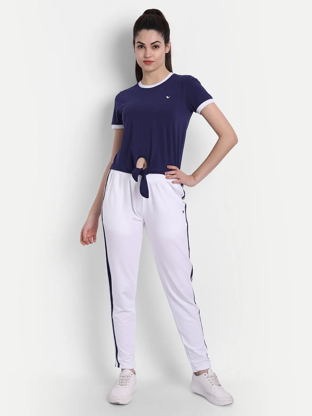 Women'S Premium Cotton Stripe Half Sleeve Knotted T-Shirts