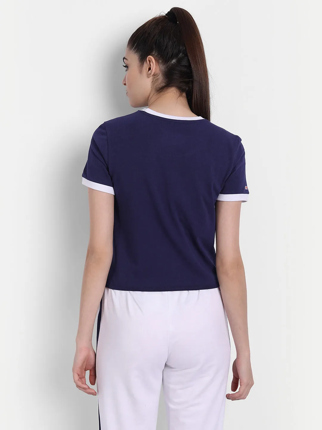 Women'S Premium Cotton Stripe Half Sleeve Knotted T-Shirts