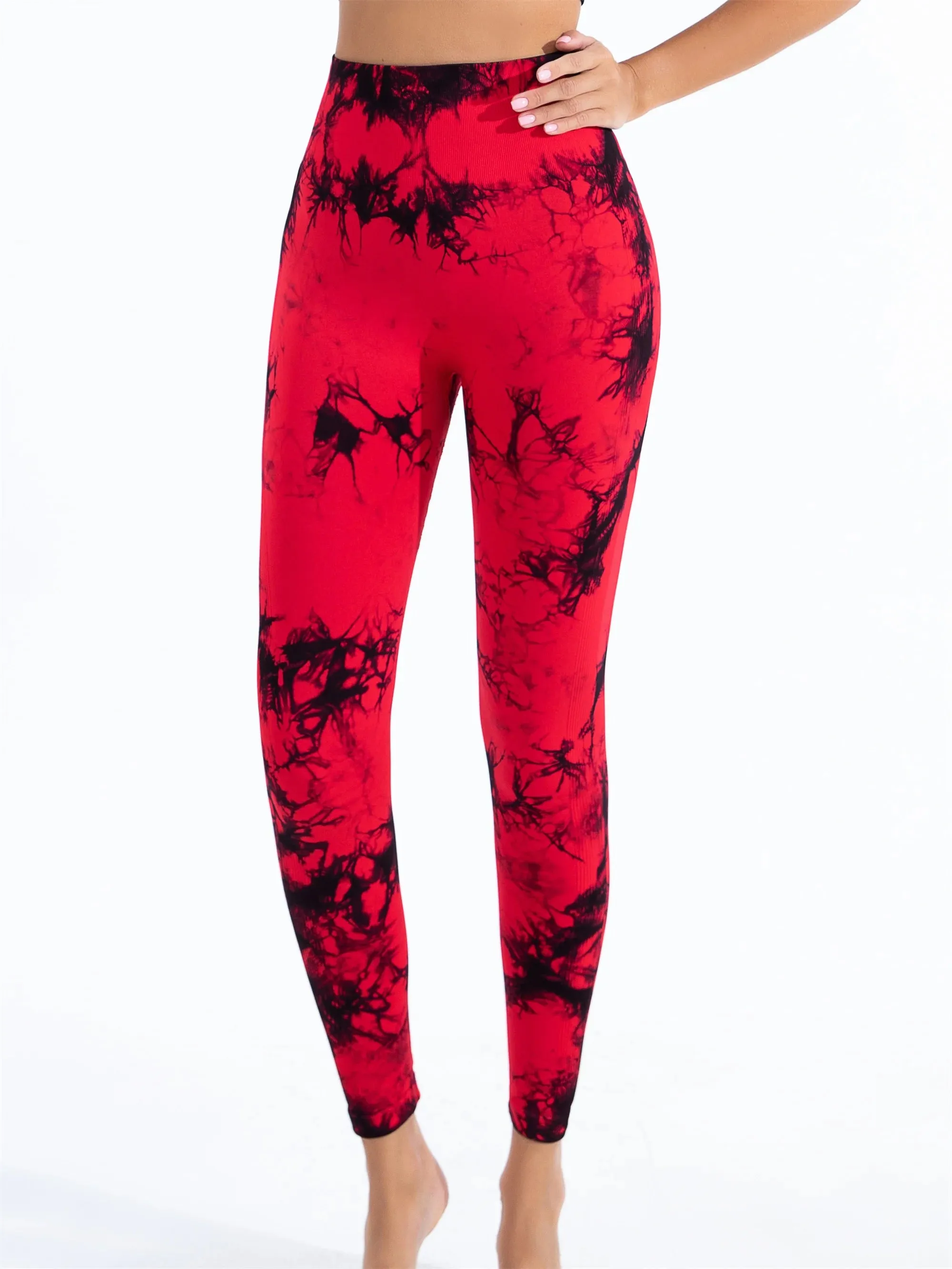 Women's Seamless Tie-Dye Yoga Leggings - High-Waisted, High-Elastic Bodyshaping Pants for Gym & Fashion