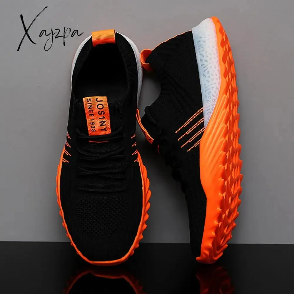 Xajzpa - Plus Size Light Weight  Mesh Men Sport Shoes Women Sneakers Man Black Orange Breathable Running Shoes Men's Sports Gym