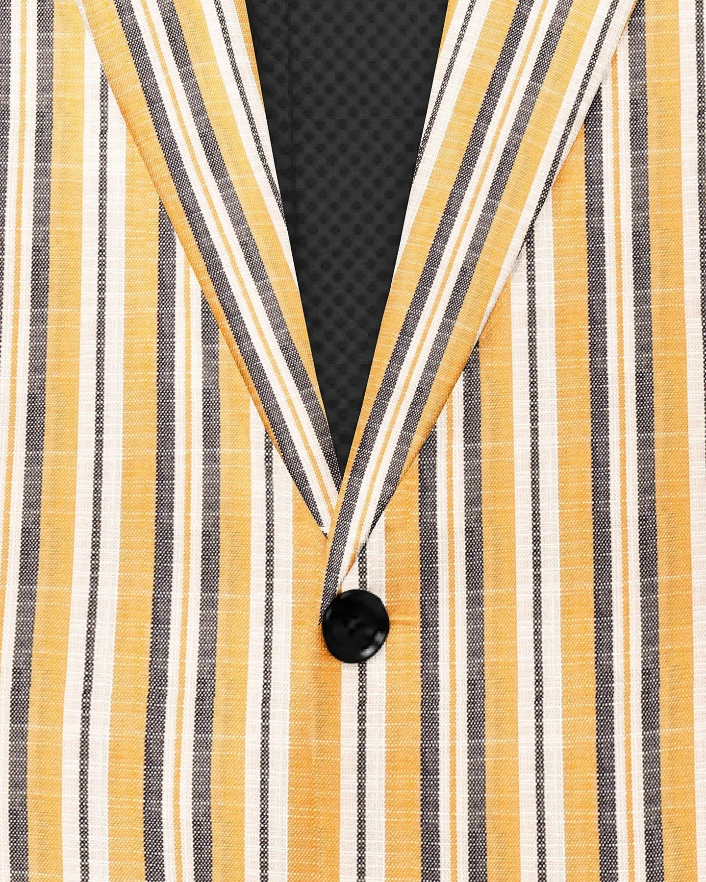Yellow Men's Two Button Dress Party Stripe Print Suit Jacket Notched Lapel Slim Fit Stylish Blazer