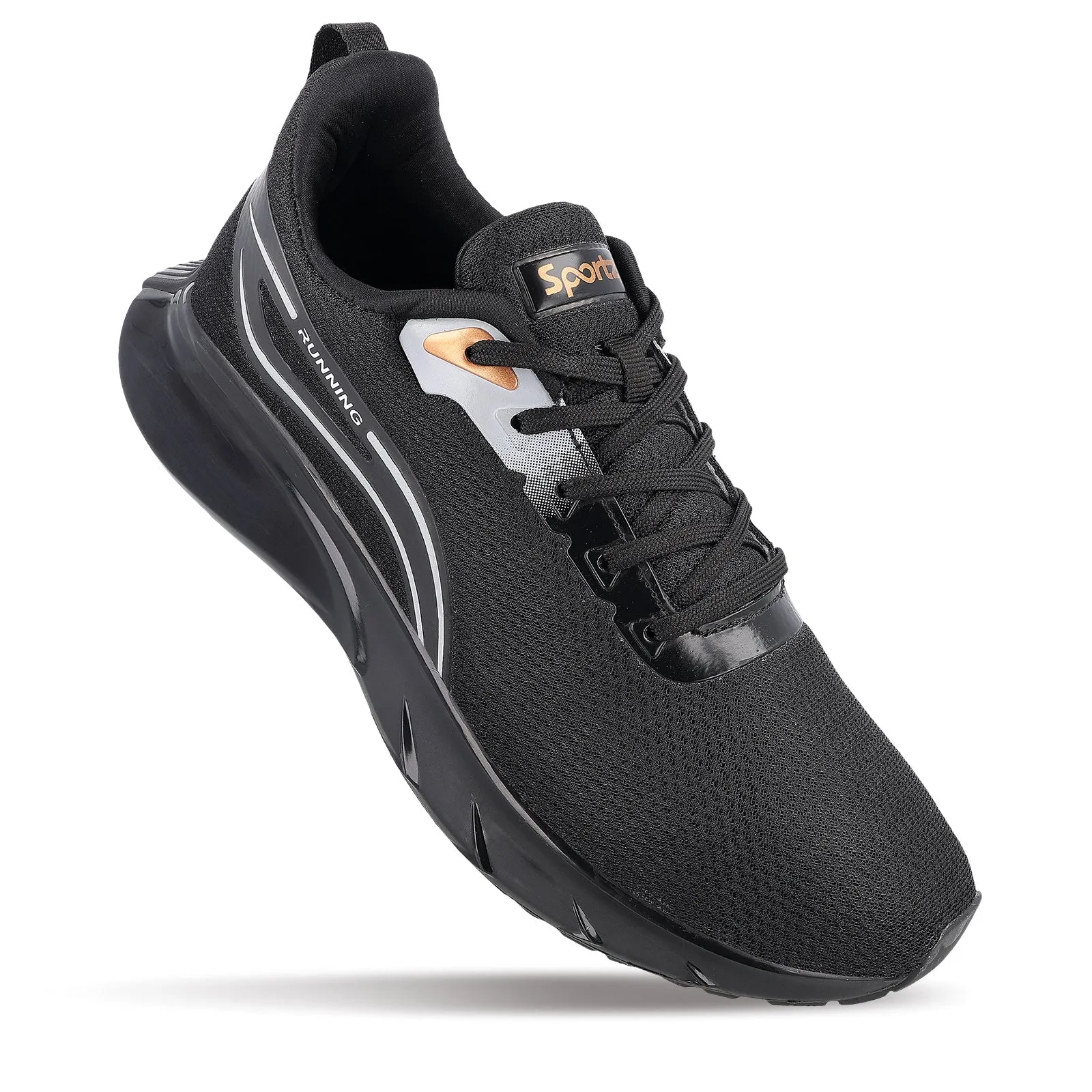 ZYLOK Men's Lace-up Sports Shoe - Black Gold